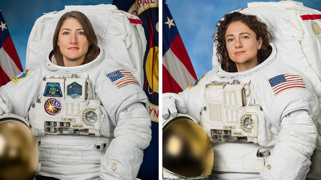 Astronauts Christina Koch and Jessica Meir are "suiting up" for a historical event (Credit: NASA) 
