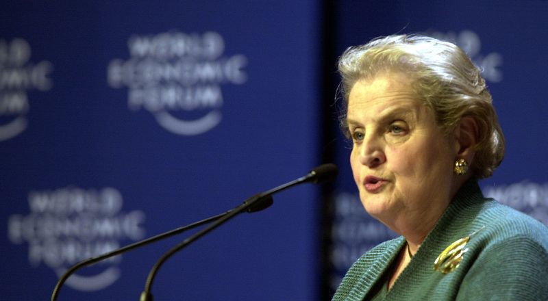 Madeleine Albright, US Secretary of State, during a session at the Annual Meeting 2000 of the World Economic Forum in Davos, Switzerland, January 26, 2000. (Image: World Economic Forum. www.weforum.org.)