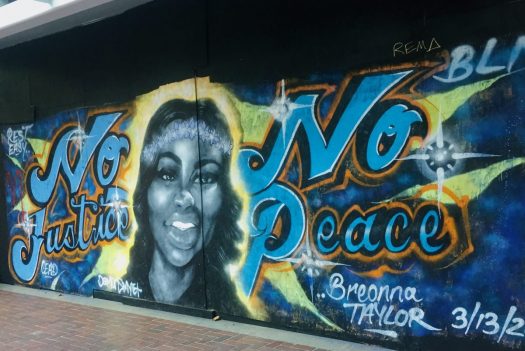 Mural for Breonna Taylor outside Pioneer Place Mall in downtown Portland, made by anonymous [Credit: Creative Commons]