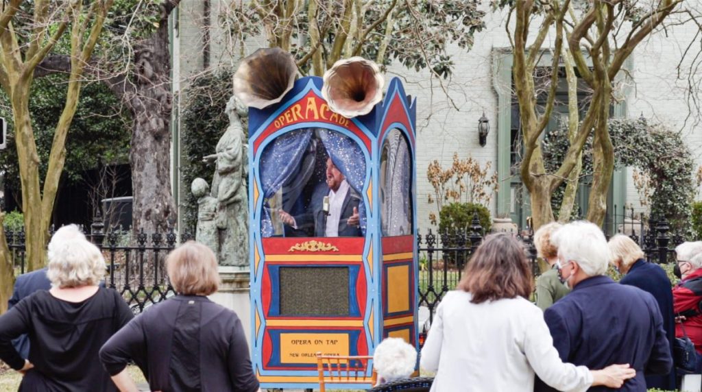 One of Opera on Tap's new traveling "OperaCades" in New Orleans. (Credit: Dylan Trần)