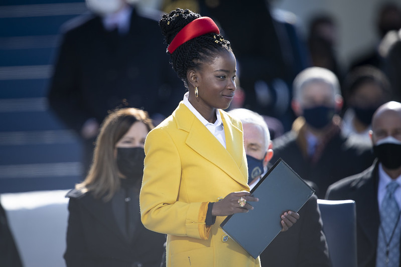 Amanda Gorman became the youngest ever US inaugural poet at the 2020 presidential inauguration ceremony. [Credit: Chairman of the Joint Chiefs of Staff on Flickr]