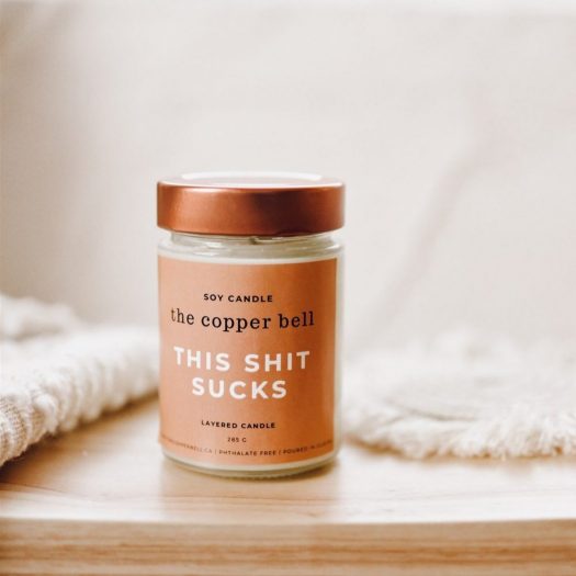 Katrina Bell uses humor and puns in her candle packaging. (Credit: The Copper Bell)