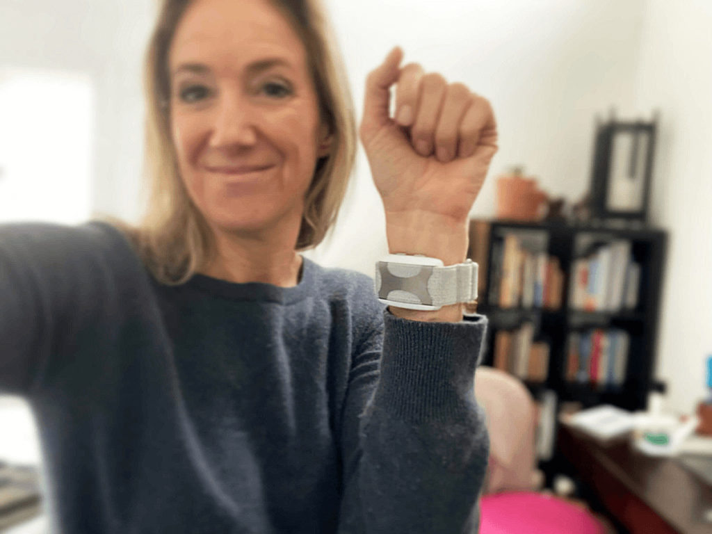 We tested out "anxiety tech" products that promise stress relief, including the Apollo Neuroscience wearable. (Credit: Colleen DeBaise)