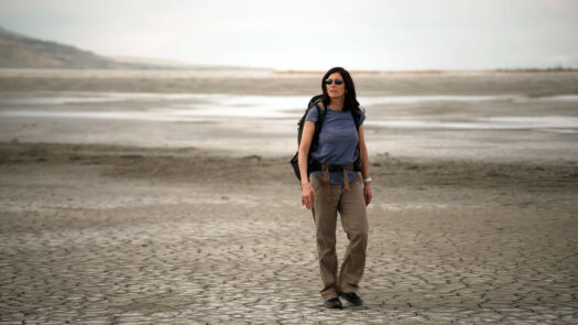 Kerry Kelly en route to set up a sensor monitoring air pollution in the Great Salt Lake