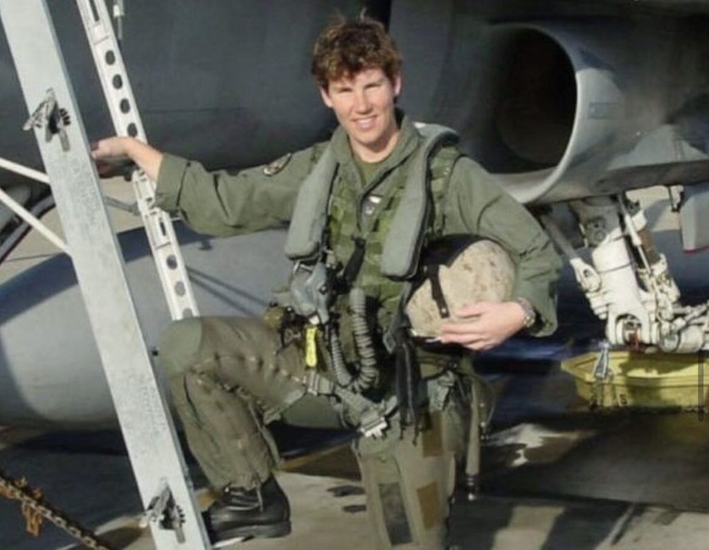 Amy McGrath was the first woman to fly a combat mission for the Marine Corps. During her 20 years of service, she flew 89 combat missions against al-Qaeda and the Taliban. (Credit: Instagram)