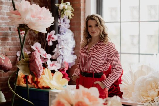Kristina Fitzpatrick transforms paper into larger-than-life, sustainable floral installations for brands like Dior, Netflix and L'Oréal through her studio, Paper & Flowers.